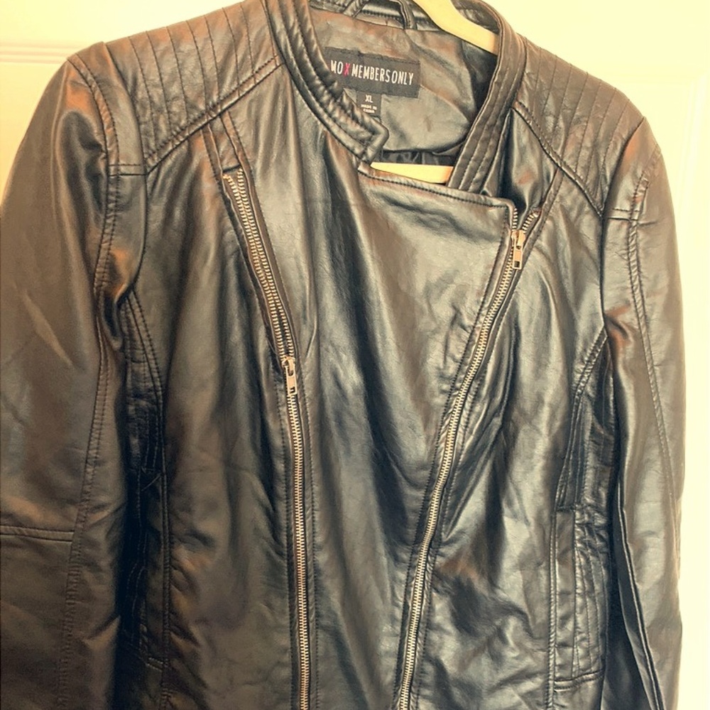 Black Faux Leather Zipper Jacket NWT